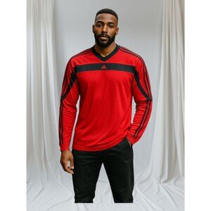 Vintage Adidas Jersey Adult Large Red Black Adidas Soccer Long Sleeve Mens Logo